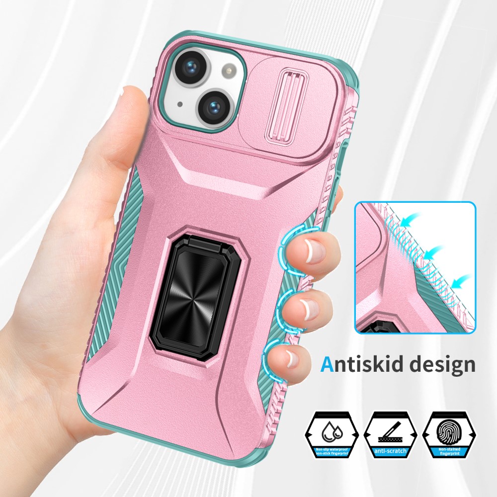 Kryt na iPhone 14 odolný s krytkou na fotoaparát růžový