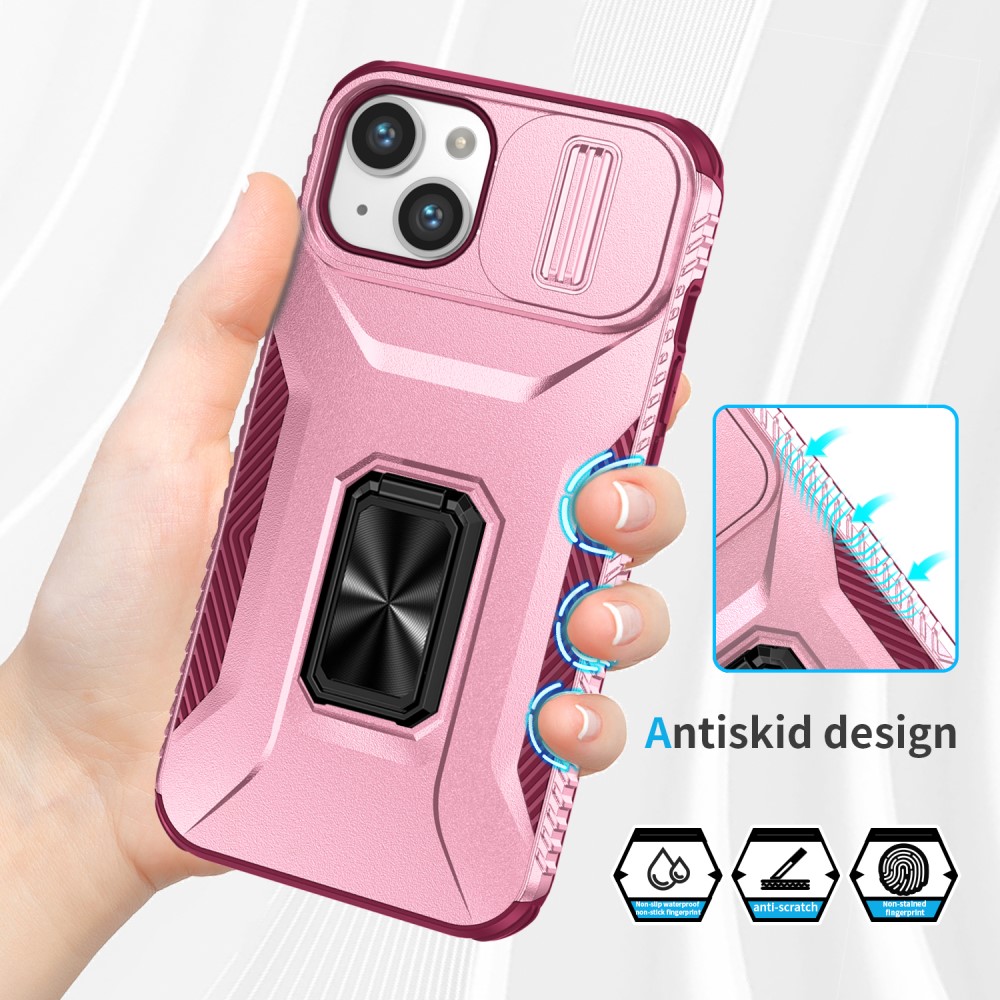 Kryt na iPhone 14 odolný s krytkou na fotoaparát vínový