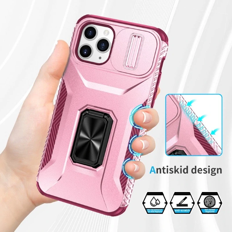 Kryt na iPhone 11 Pro odolný s krytkou na fotoaparát vínový
