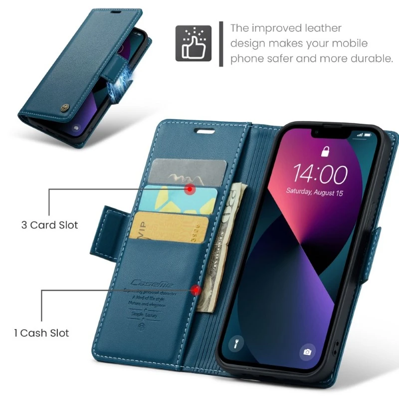 Pouzdro na iPhone 14 Pro CASEME Smooth modré