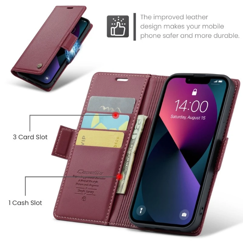 Pouzdro na iPhone 14 Pro CASEME Smooth červené