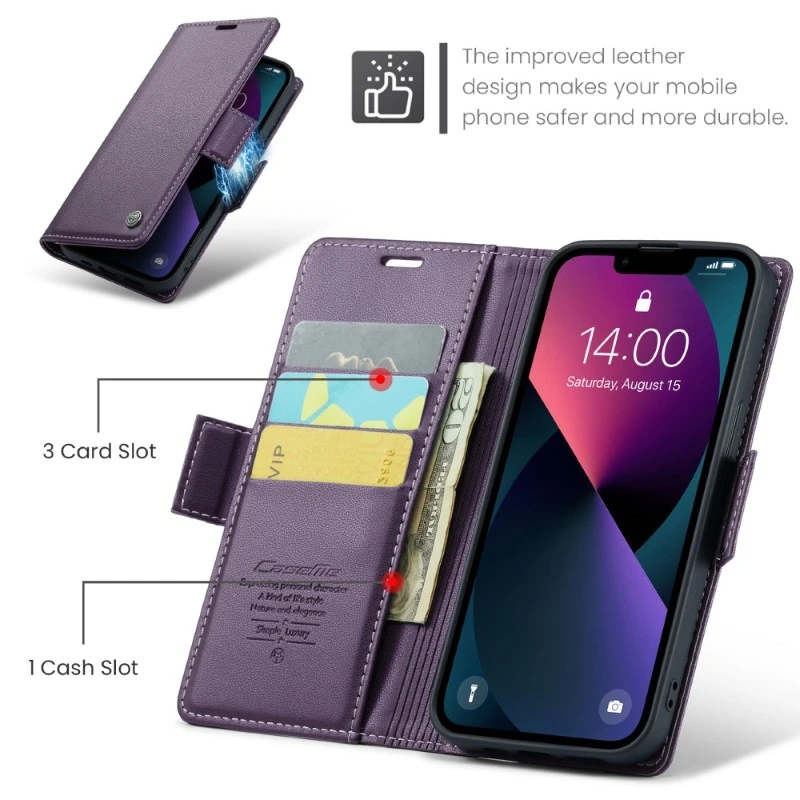 Pouzdro na iPhone 14 Pro CASEME Smooth fialové