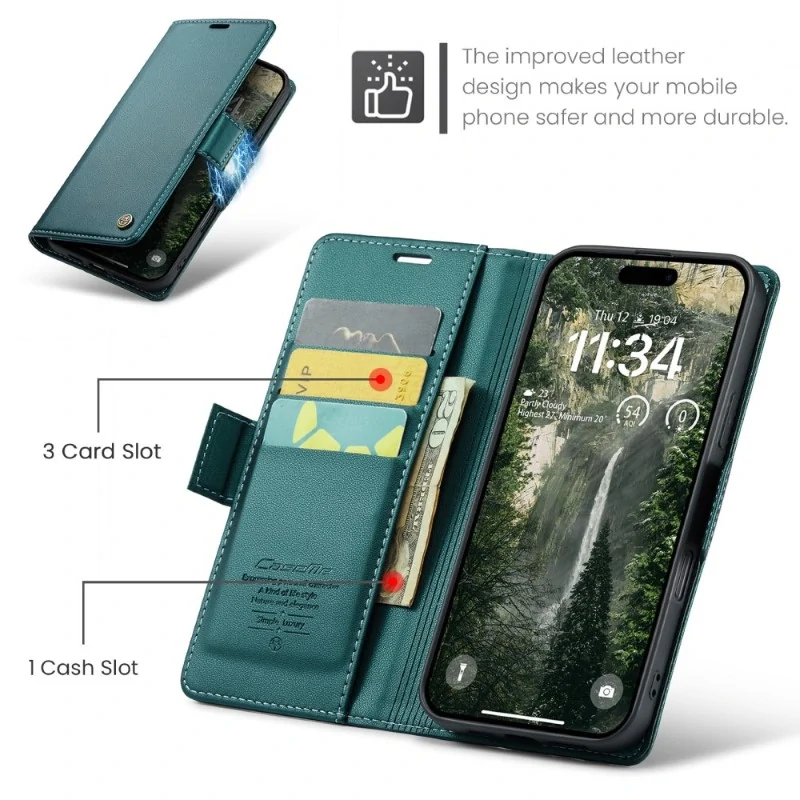 Pouzdro na iPhone 16 CASEME Smooth zelené