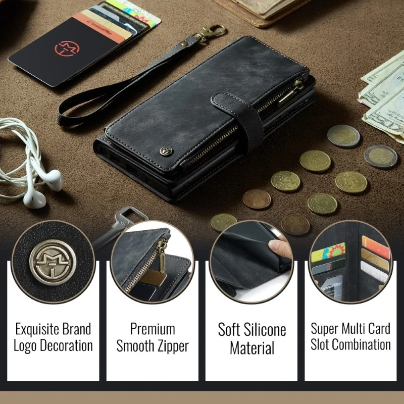 Pouzdro pro iPhone 16 CASEME Luxury Double Layer černé