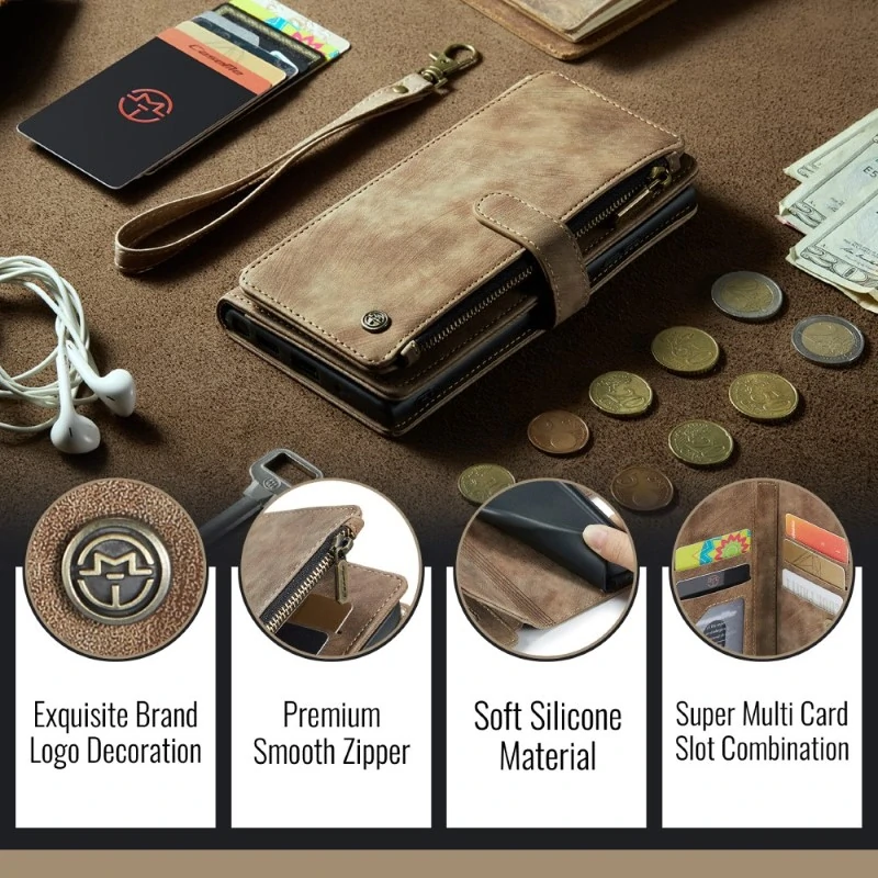 Pouzdro pro iPhone 16 CASEME Luxury Double Layer hnědé
