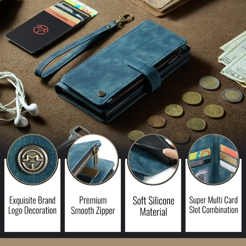 Pouzdro pro iPhone 16 CASEME Luxury Double Layer modré