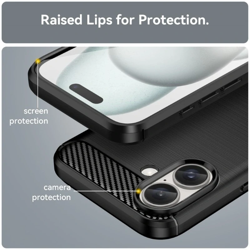 Kryt na iPhone 16 gumový Carbon černý