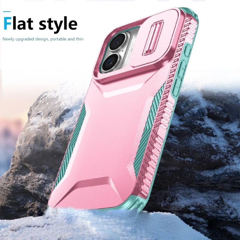 Kryt na iPhone 16 s krytkou na fotoaparát růžový