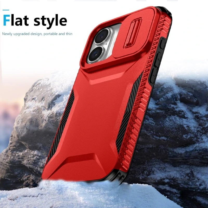 Kryt na iPhone 16 s krytkou na fotoaparát červený