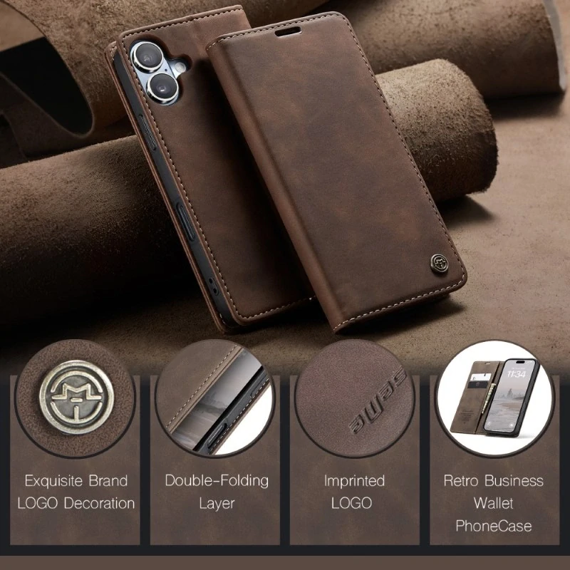 Pouzdro CASEME pro iPhone 16 hnědé