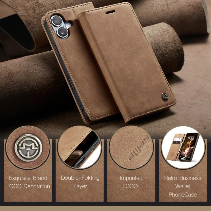 Pouzdro CASEME pro iPhone 16 světle hnědé