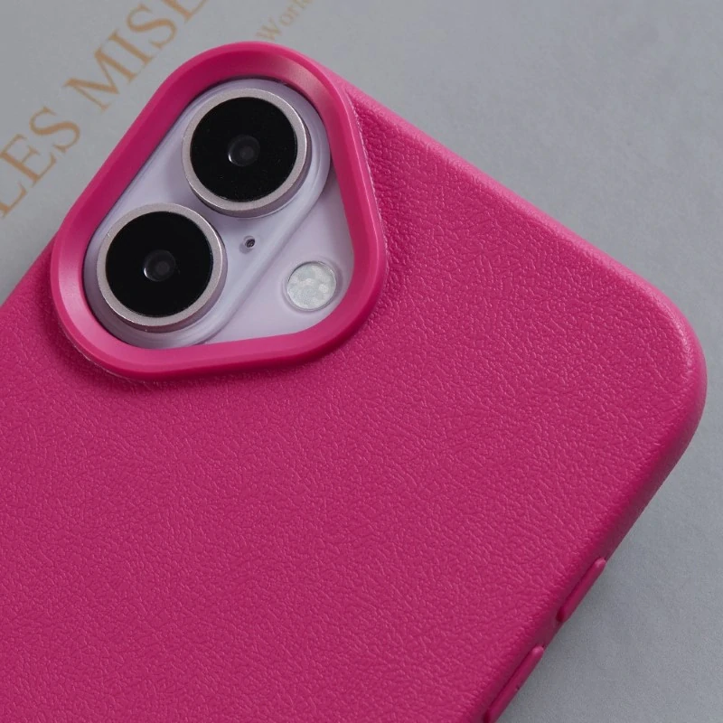 Kryt na iPhone 16 gumový Litchi růžový