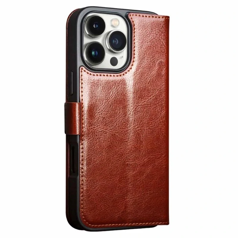 Pouzdro QIALINO na iPhone 16 Pro Max Kožené hněde
