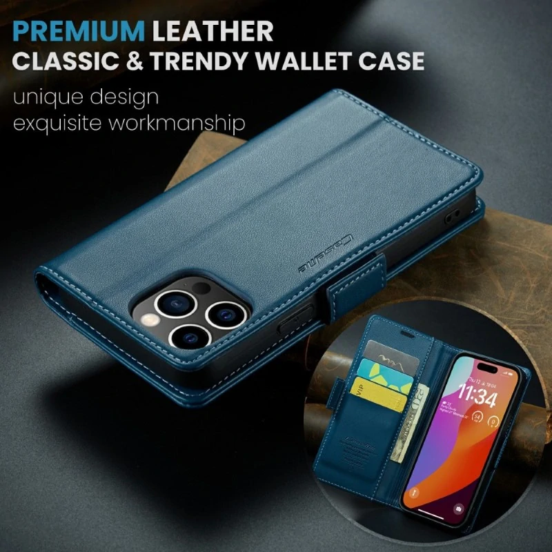 Pouzdro na iPhone 16 Pro CASEME Smooth modré