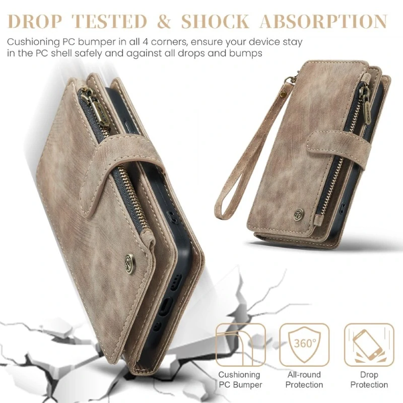 Pouzdro pro iPhone 16 Pro CASEME Luxury Double Layer hnědé