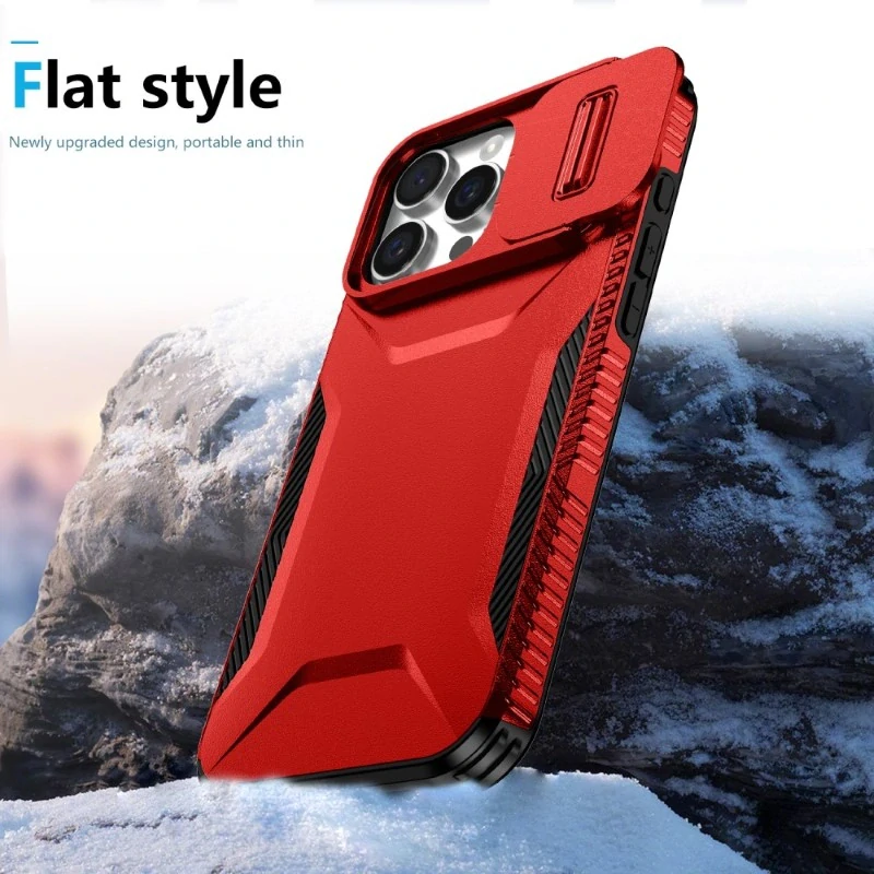 Kryt na iPhone 16 Pro s krytkou na fotoaparát červený