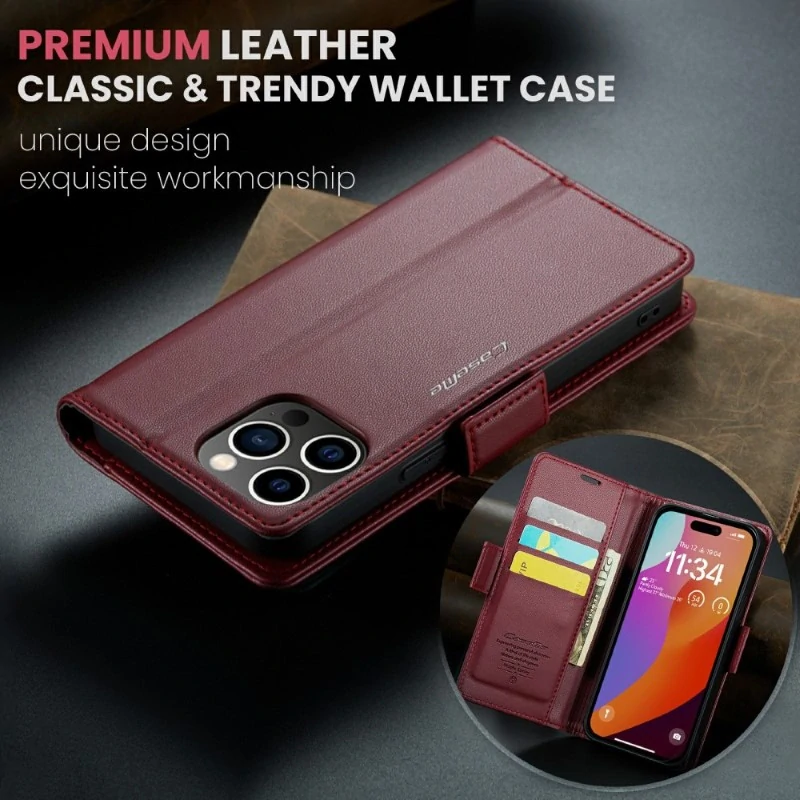 Pouzdro na iPhone 16 Pro Max CASEME Smooth červené