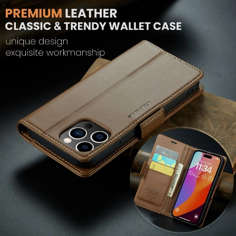 Pouzdro na iPhone 16 Pro Max CASEME Smooth hnědé