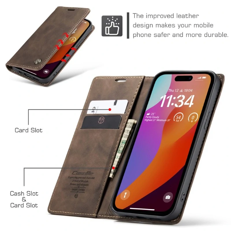 Pouzdro CASEME pro iPhone 16 Pro Max hnědé