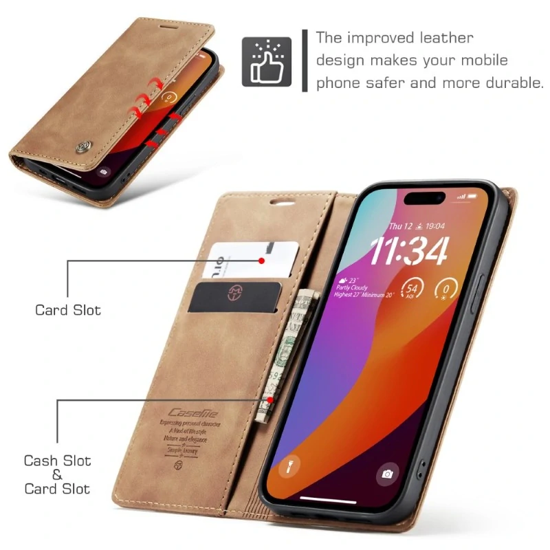Pouzdro CASEME pro iPhone 16 Pro Max světle hnědé