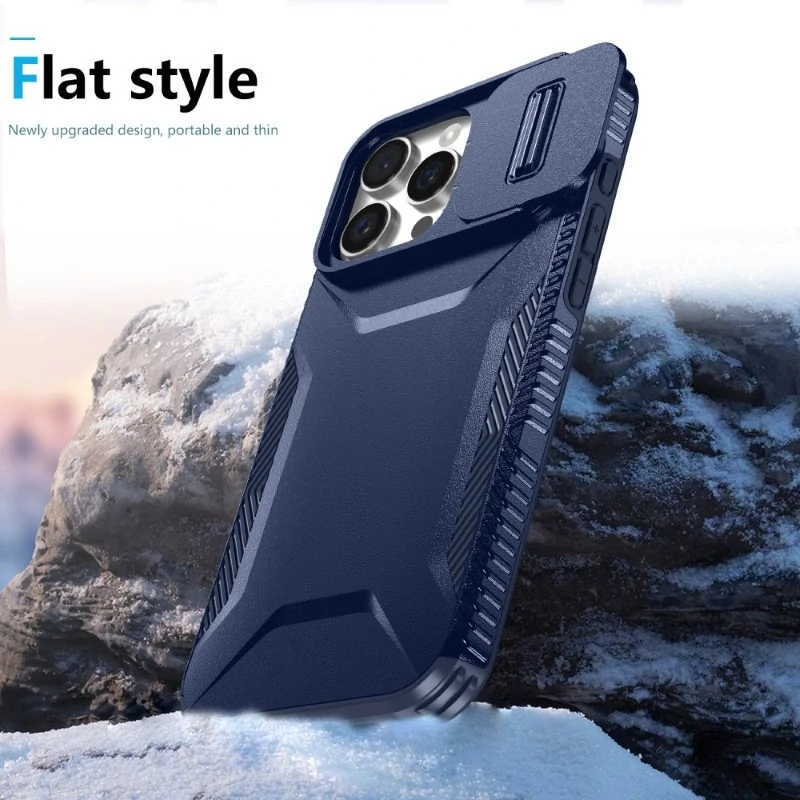 Kryt na iPhone 16 Pro Max s krytkou na fotoaparát tmavě modrý