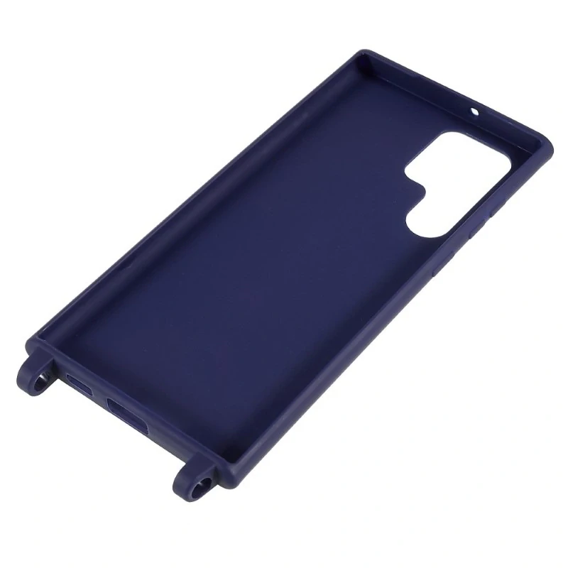 Kryt na Samsung Galaxy S22 Ultra gumový se šňůrkou na krk modrý