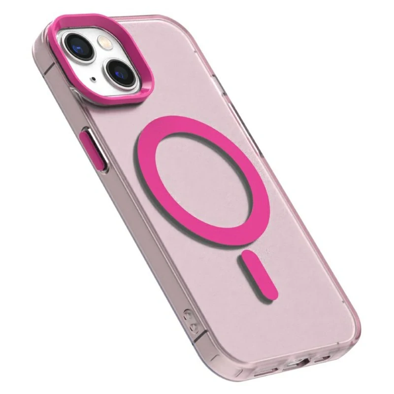 Kryt na iPhone 15 gumový Candy (podpora MagSafe) růžový