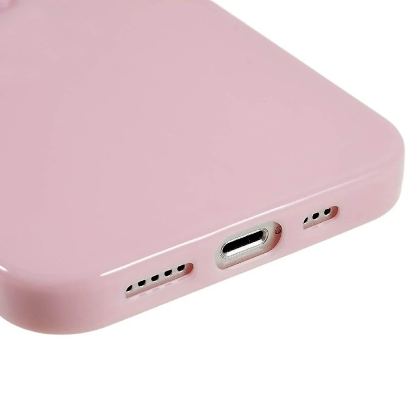 Kryt na iPhone 15 gumový Srdce světle růžový