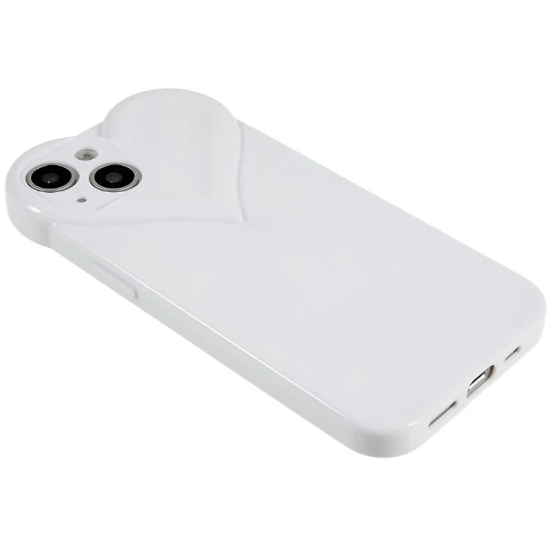 Kryt na iPhone 15 gumový Srdce bílý