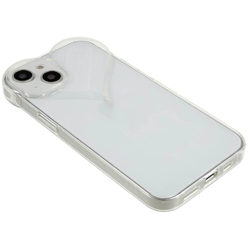 Kryt na iPhone 15 gumový Srdce čirý