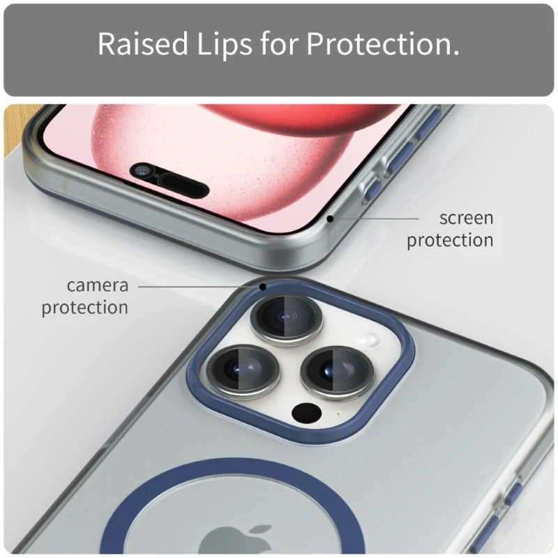 Kryt na iPhone 15 Pro gumový Candy (podpora MagSafe) tmavě modrý