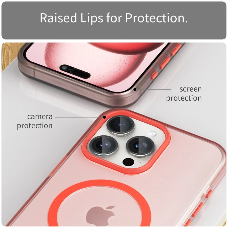 Kryt na iPhone 15 Pro gumový Candy (podpora MagSafe) červený