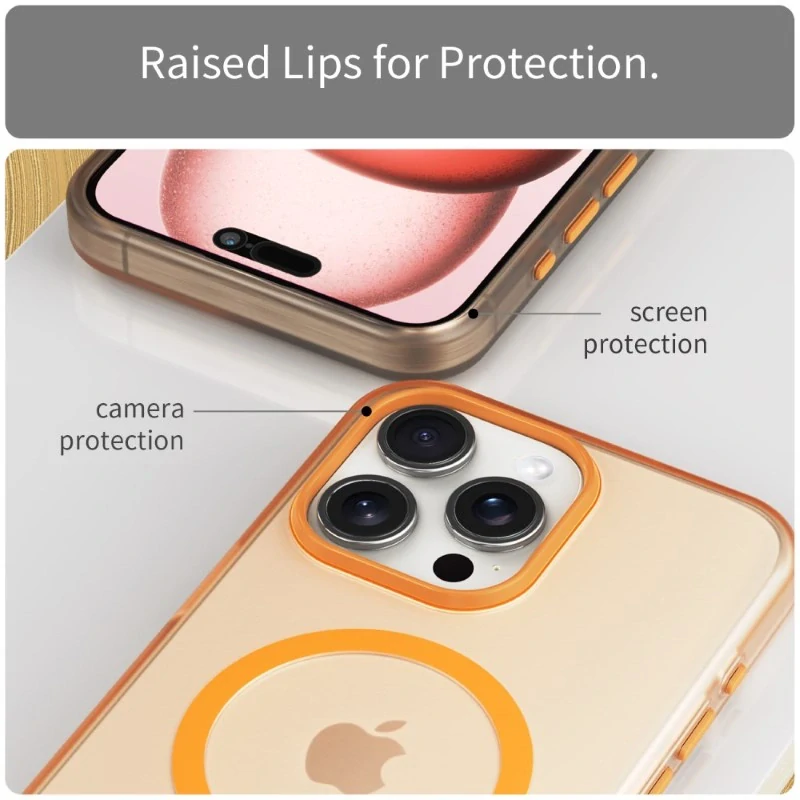 Kryt na iPhone 15 Pro gumový Candy (podpora MagSafe) oranžový