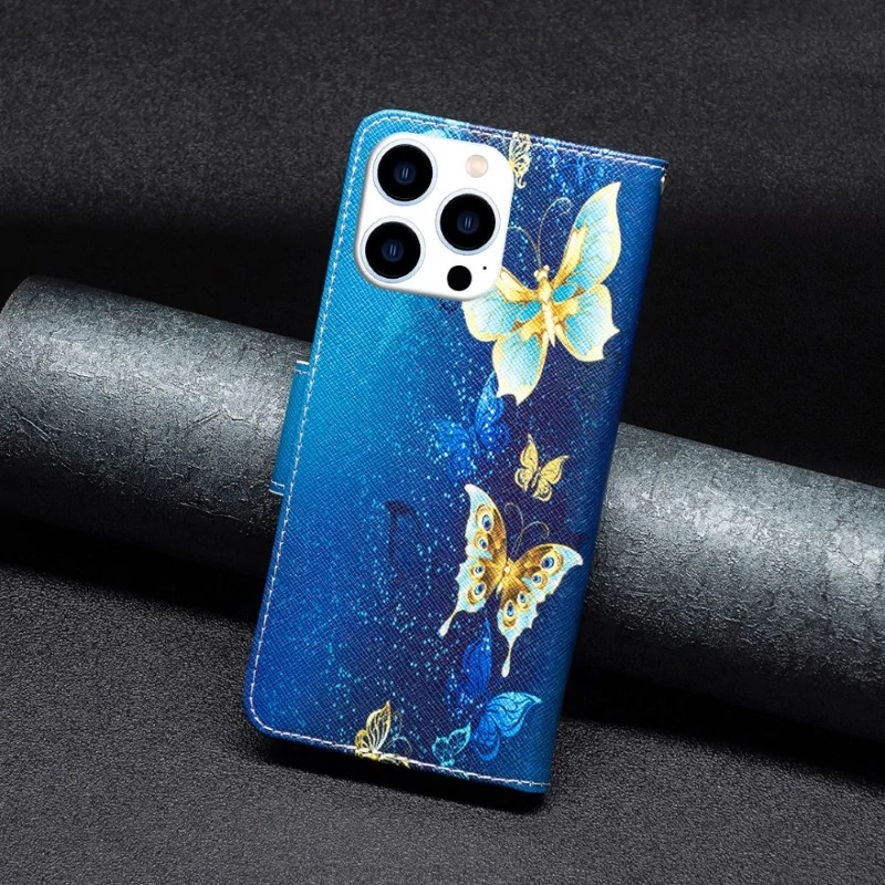 Pouzdro pro iPhone 15 Pro Motýl modré