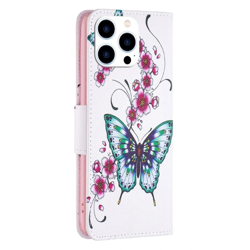 Pouzdro pro iPhone 15 Pro Motýl bílé