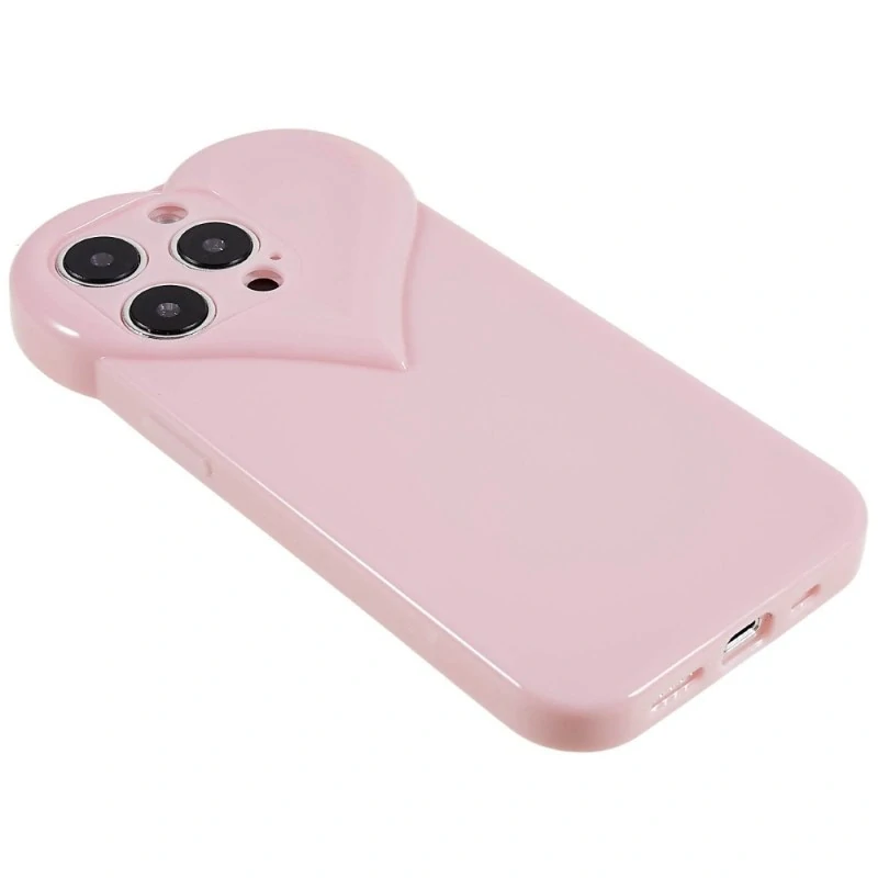 Kryt na iPhone 15 Pro gumový Srdce světle růžový