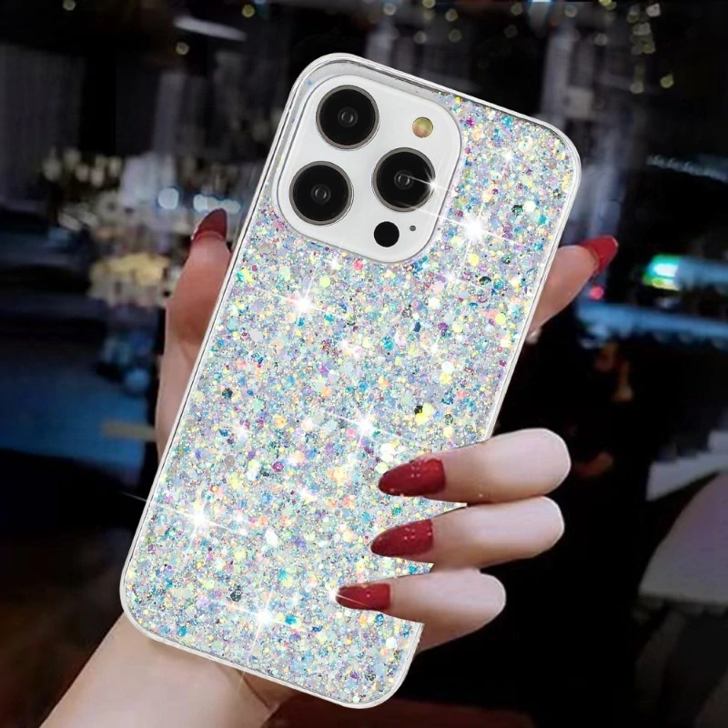 Kryt na iPhone 15 Pro třpytivý stříbrný