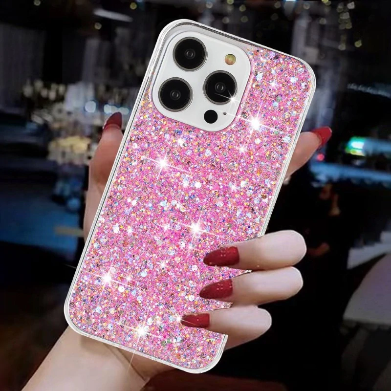 Kryt na iPhone 15 Pro třpytivý růžový