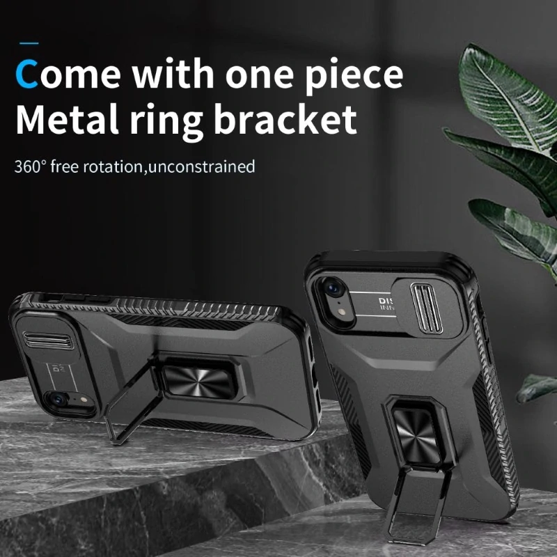 Kryt na iPhone Xr odolný s krytkou na fotoaparát černý