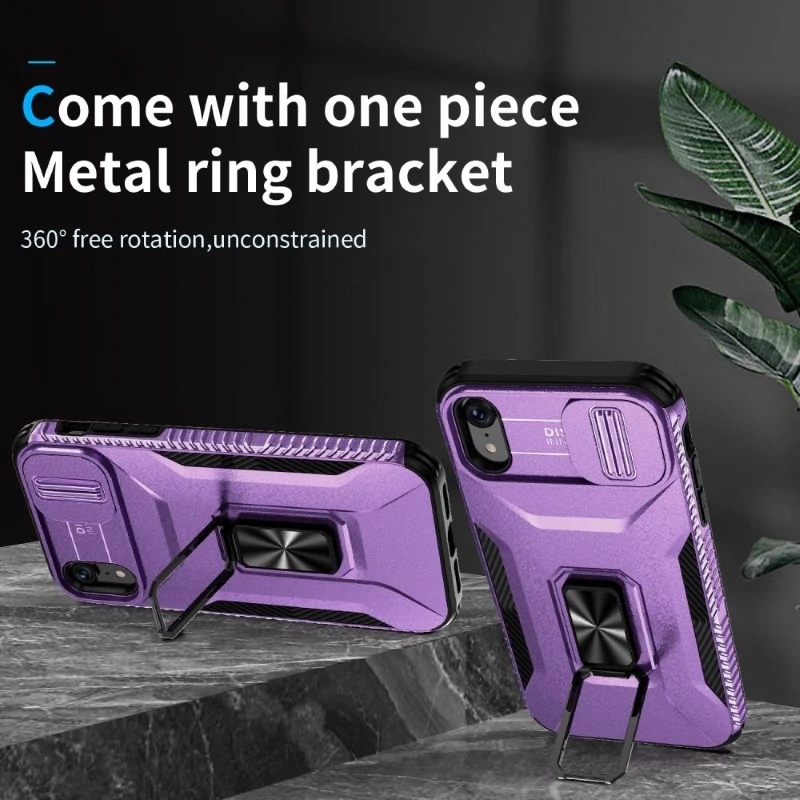 Kryt na iPhone Xr odolný s krytkou na fotoaparát fialový