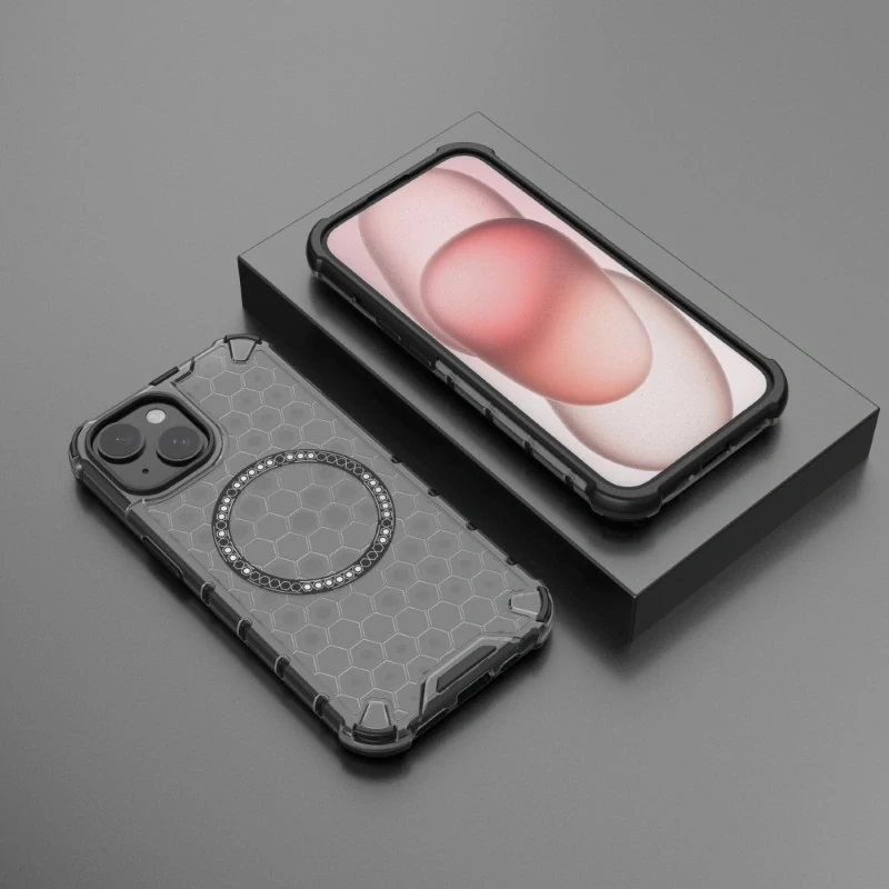 Kryt na iPhone 14 odolný Honeycomb s podporou Magsafe černý