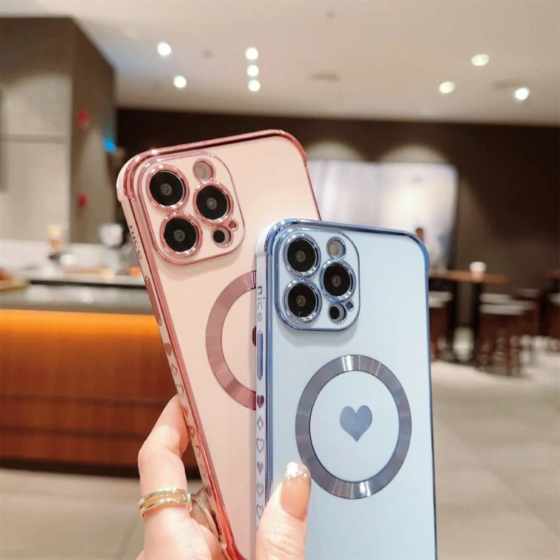 Kryt na iPhone 14 Pro Srdíčko s podporou MagSafe růžový