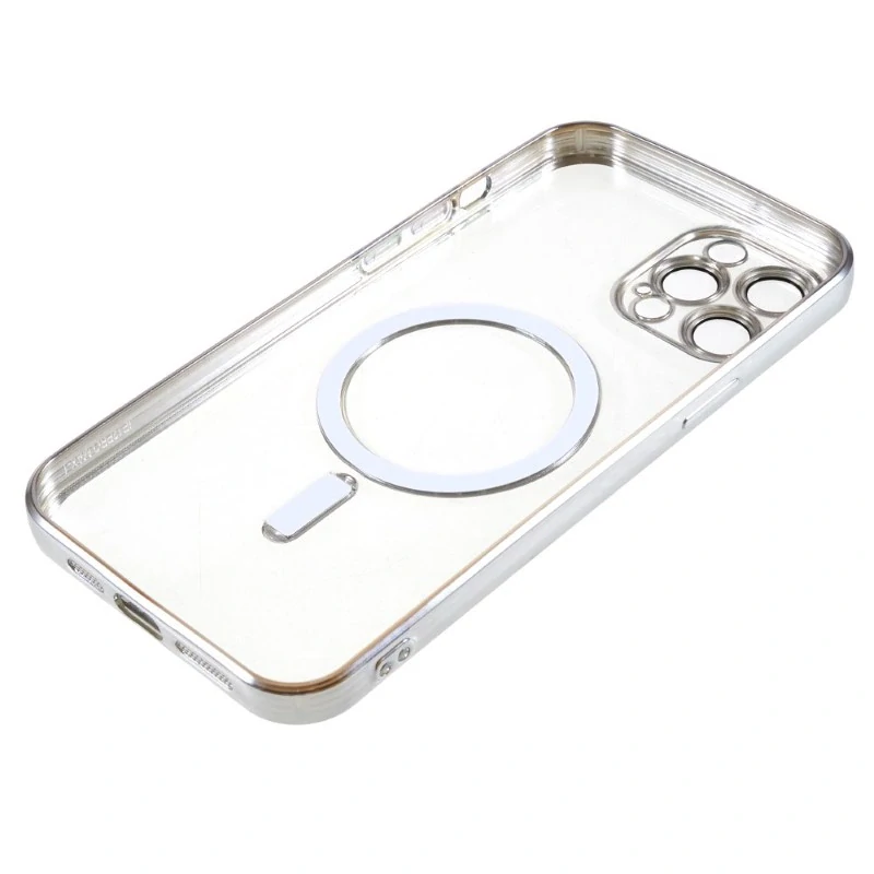 Kryt na iPhone 12 / 12 Pro gumový s podporou MagSafe stříbrný