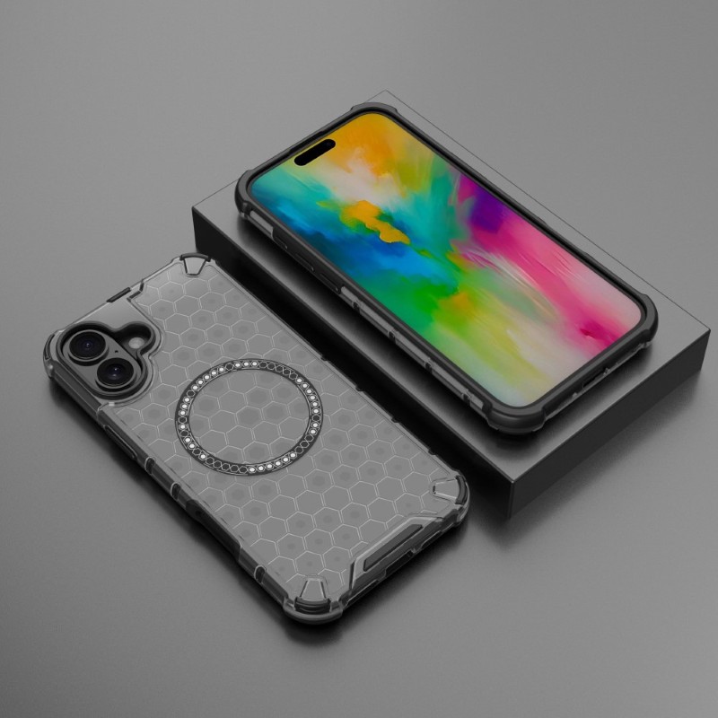 Kryt na iPhone 16 odolný Honeycomb s podporou Magsafe černý