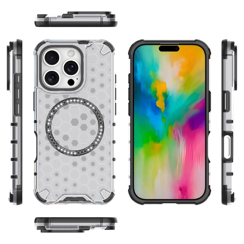 Kryt na iPhone 16 Pro odolný Honeycomb s podporou Magsafe čirý