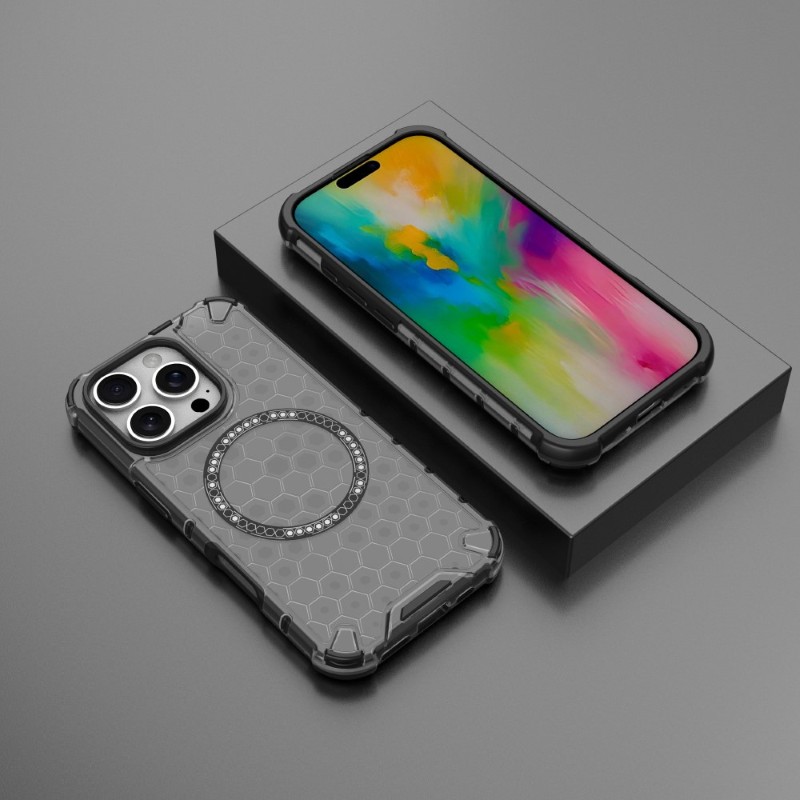 Kryt na iPhone 16 Pro Max odolný Honeycomb s podporou Magsafe černý