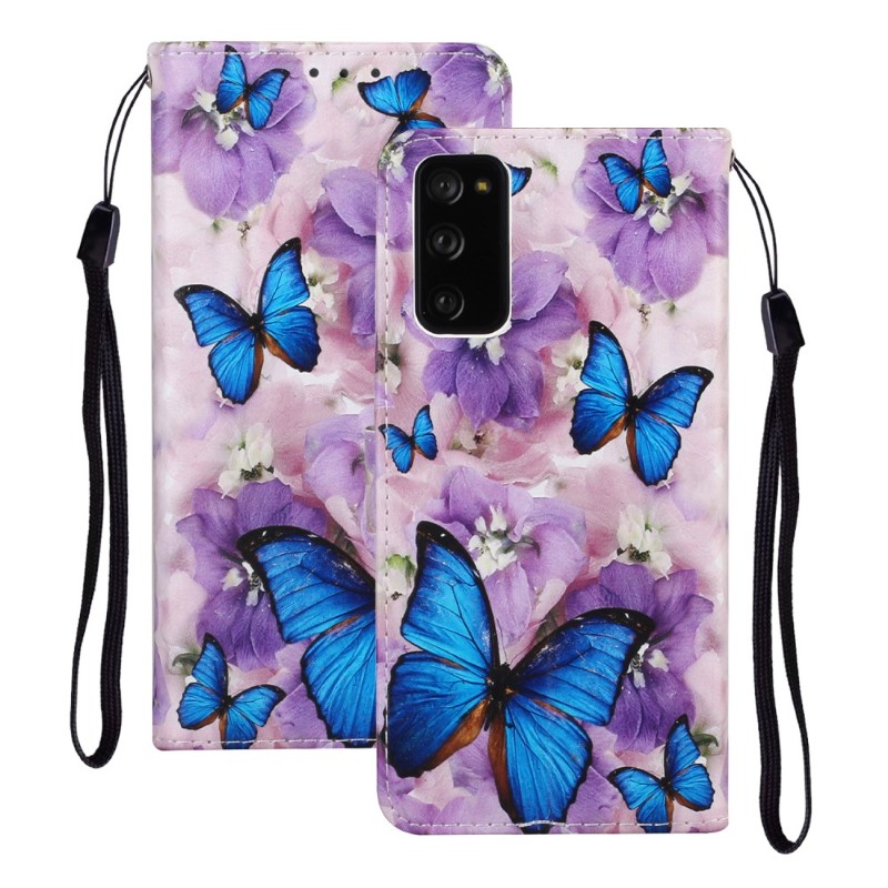 Pouzdro na Samsung Galaxy S20 FE Motýl fialové.