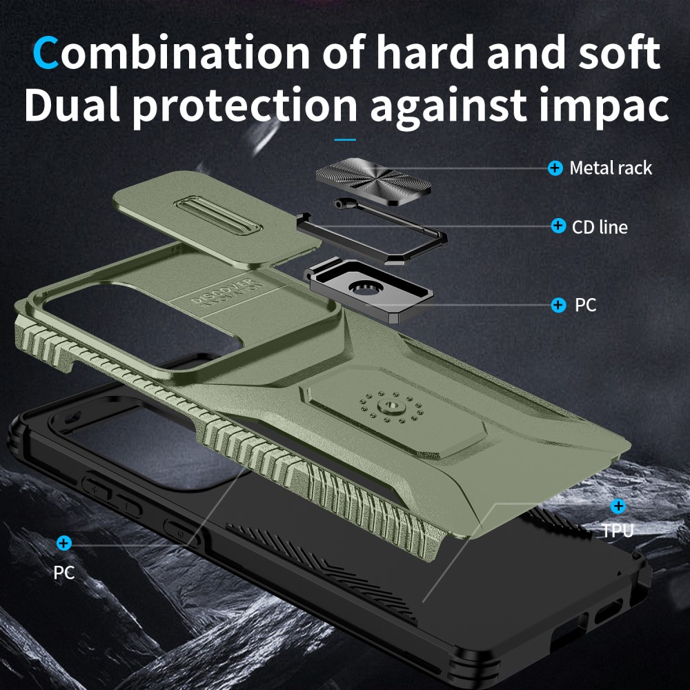 Kryt na Samsung Galaxy S25 Ultra odolný s krytkou na fotoaparát zelený