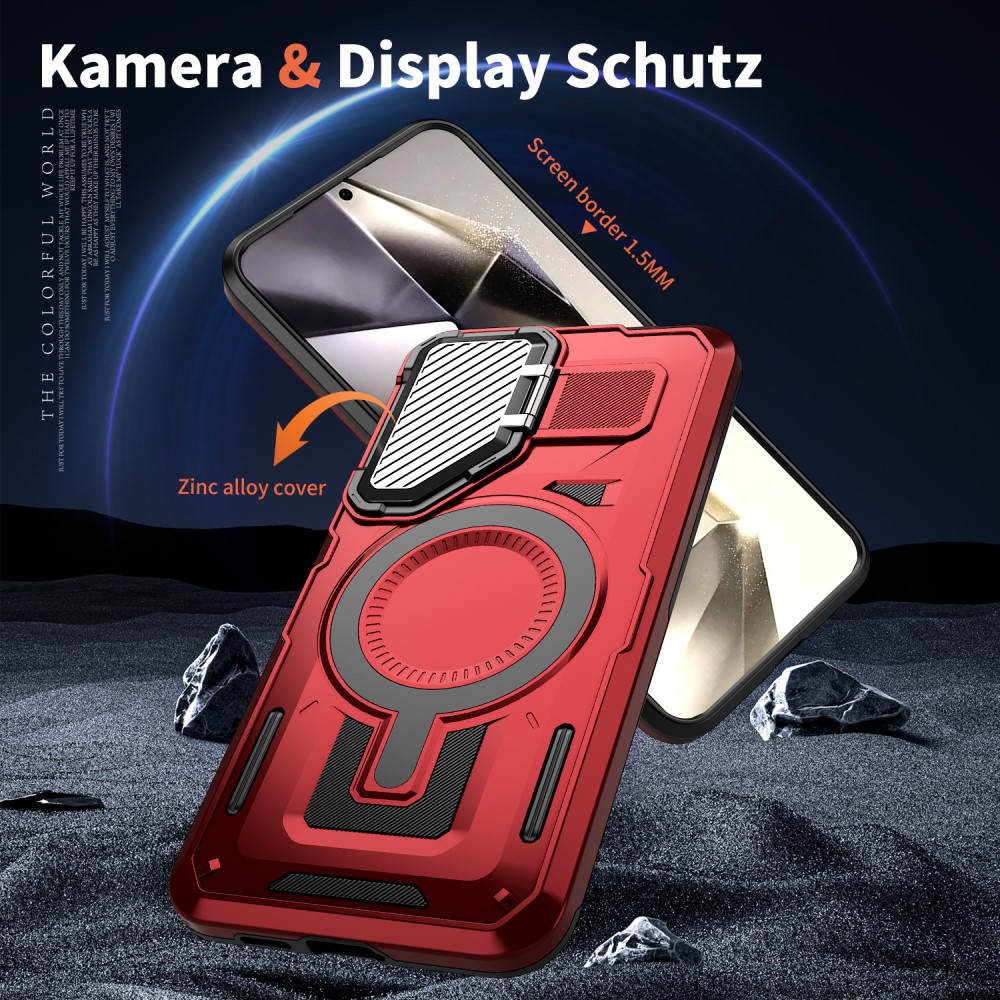 Kryt na Samsung Galaxy S25 s krytkou na fotoaparát červený