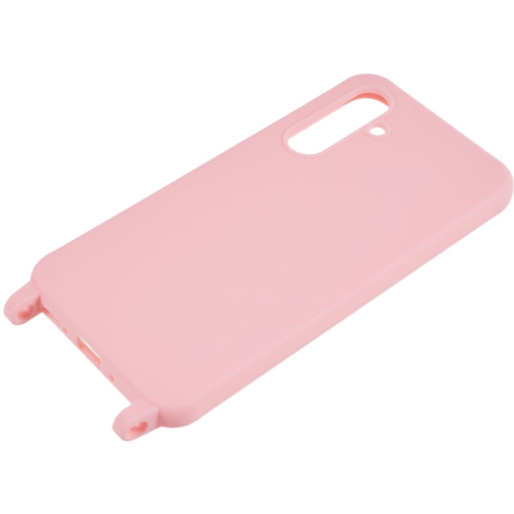 Kryt na Samsung Galaxy S25 gumový se šňůrkou na krk růžový